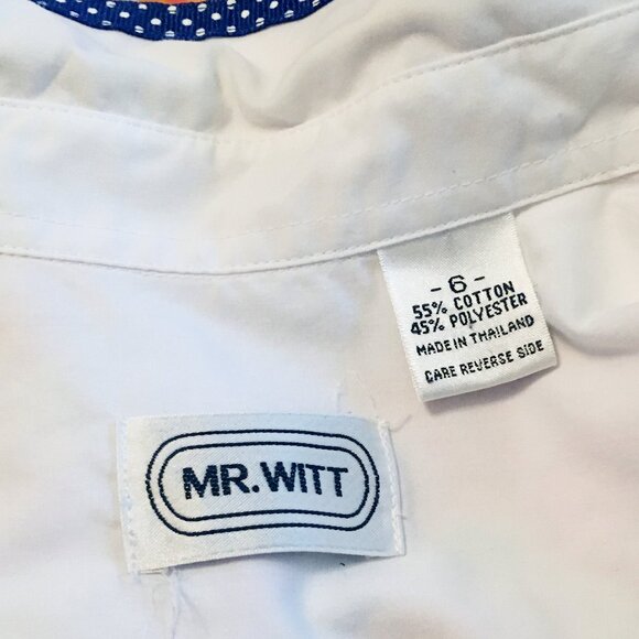 Vintage Blue Trimmed White Button Down Top - Picture 4 of 4